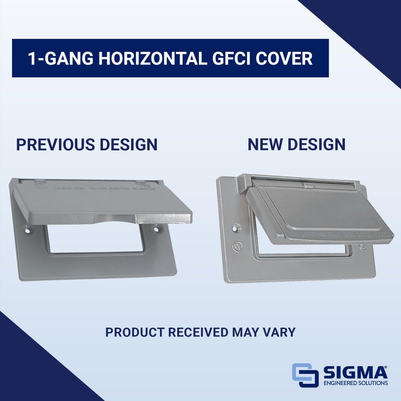 Sigma Electric 14249 Gray Sigma Horizontal Gfci Outlet Cover Wp 2-13/16 "X4-9/16 X2 Al 1 Gang Shrinkwrap, No Size - Image 3